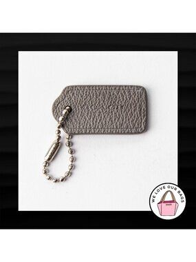 1.5" Small COACH NEW YORK GRAY LEATHER KEY FOB CHARM KEYCHAIN HANG TAG WRISTLET